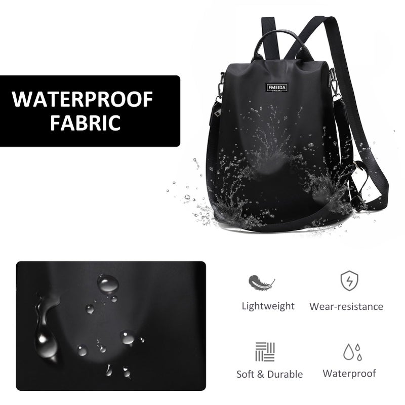 Fmeida Large Travel Backpack for Women Waterproof Back Pack Black Shoulder Bag Fashion Backpack Purse Anti-Theft Daypack for College Work - Image 5